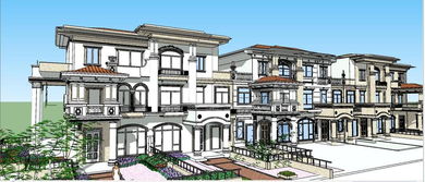 精品西班牙風格古典歐式住宅建筑別墅 帶庭院的SU模型設(shè)計圖詳解